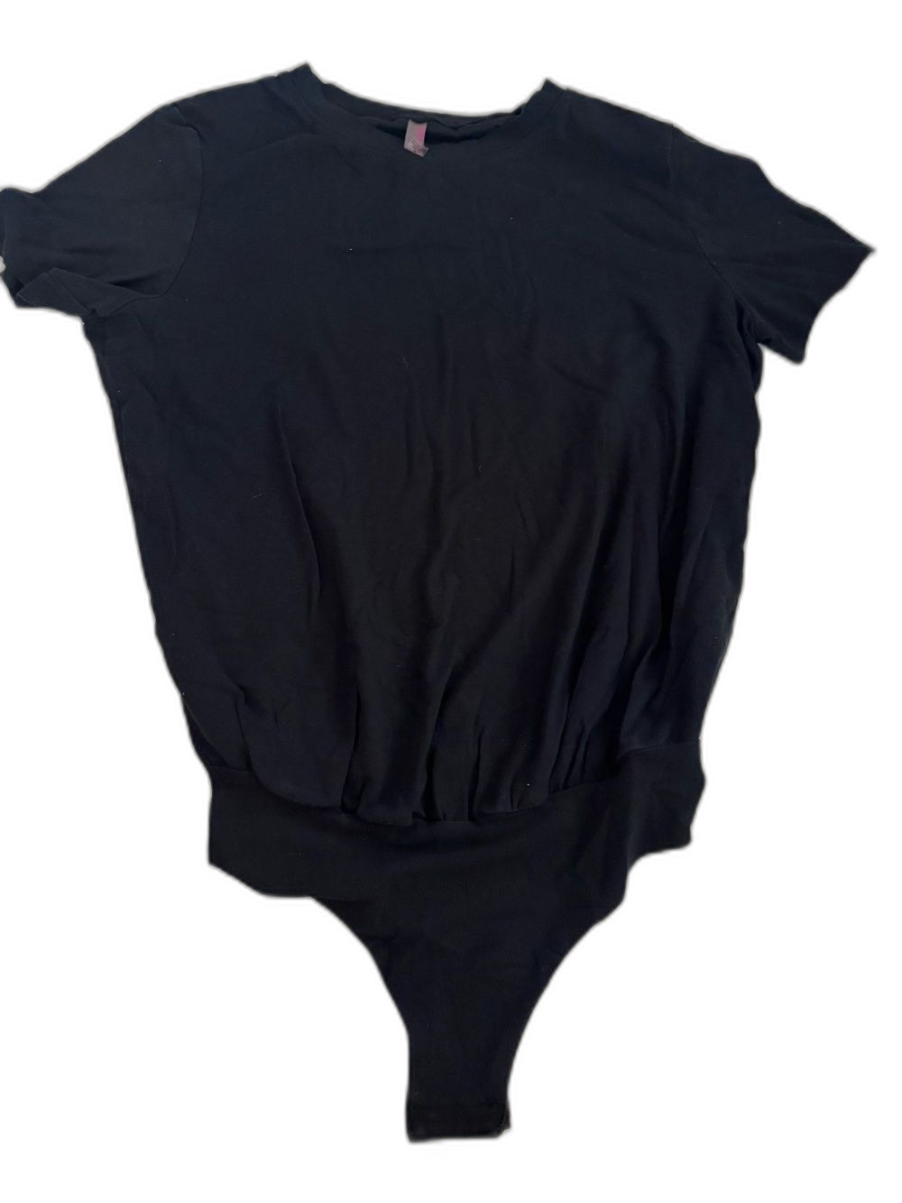 Commando Essential Cotton CrewNeck Bodysuit Black Short Sleeve Stretch Tee Sz M